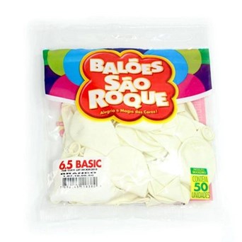 Balão Classic 6,5 Basic c/50 Unidades Branco São Roque