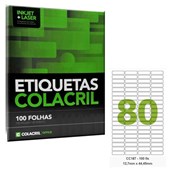 ETIQUETA ADESIVA CC187 80 ETQ CX C/100 FOLHAS COLACRIL