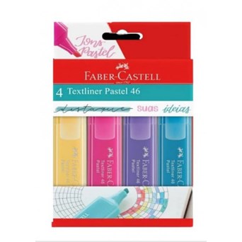 Marca Texto Textliner 46 Tons Pastel c/4 Cores Faber Castell